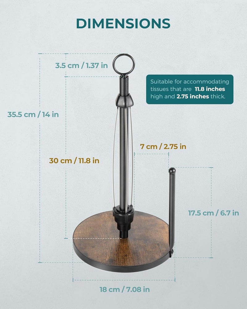 OROPY One-Hand Tear Paper Towel Holder Countertop, Farmhouse Wood Paper Towel Roll Holder with Ratchet Mechanism and Suction Cups fits Standard and Jumbo Size Paper Towels - Image 4